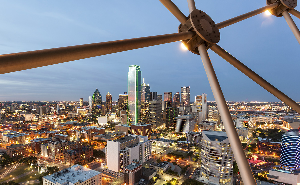 View over downtown Dallas from the Reunion Tower.