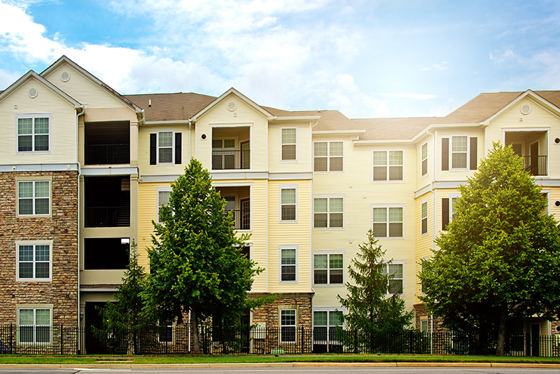 Exterior of modern looking apartment complex