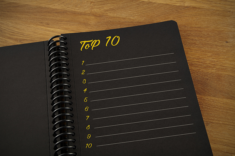 Notebook with blank Top 10 list