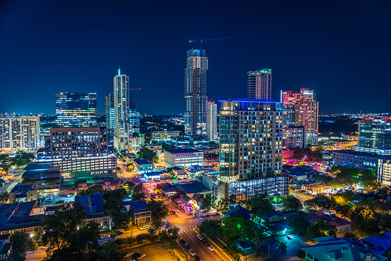 Austin, Texas Skyline in the evening time