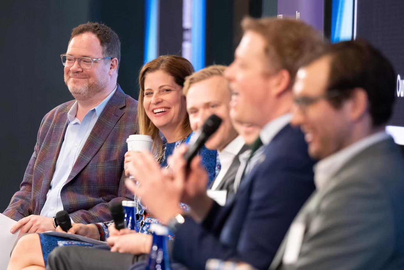 Speakers at an LGBTQ+ commercial real estate pride roundtable.