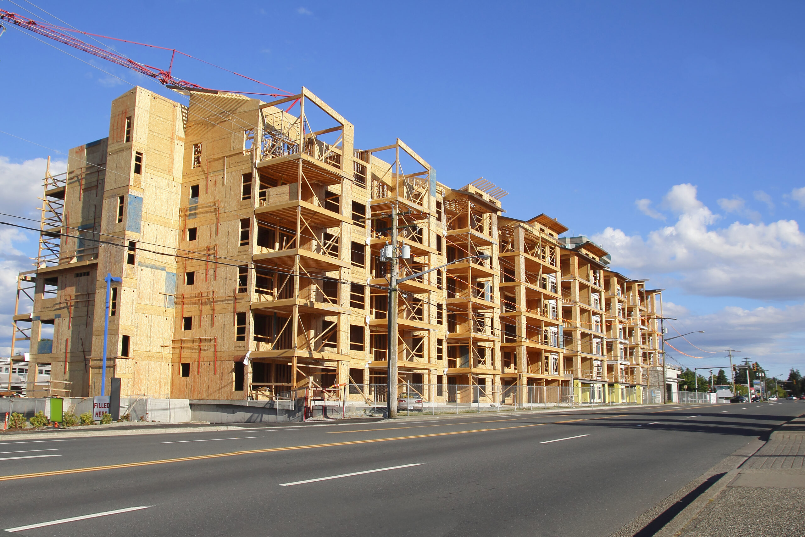 A mutifamily building construction site.